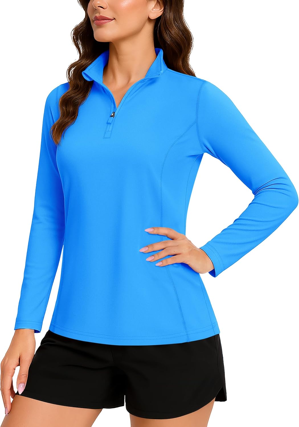 Women's Quarter Zip Pullover Golf Shirts UPF 50+ Long Sleeve Sun Shirts UV Protection Workout Tops
