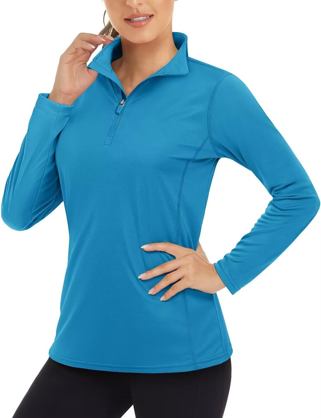 Women's UPF 50+ Sun Shirts 1/4 Zip Lightweight Long Sleeve Summer Tops UV Protection Quick Dry Golf Shirts