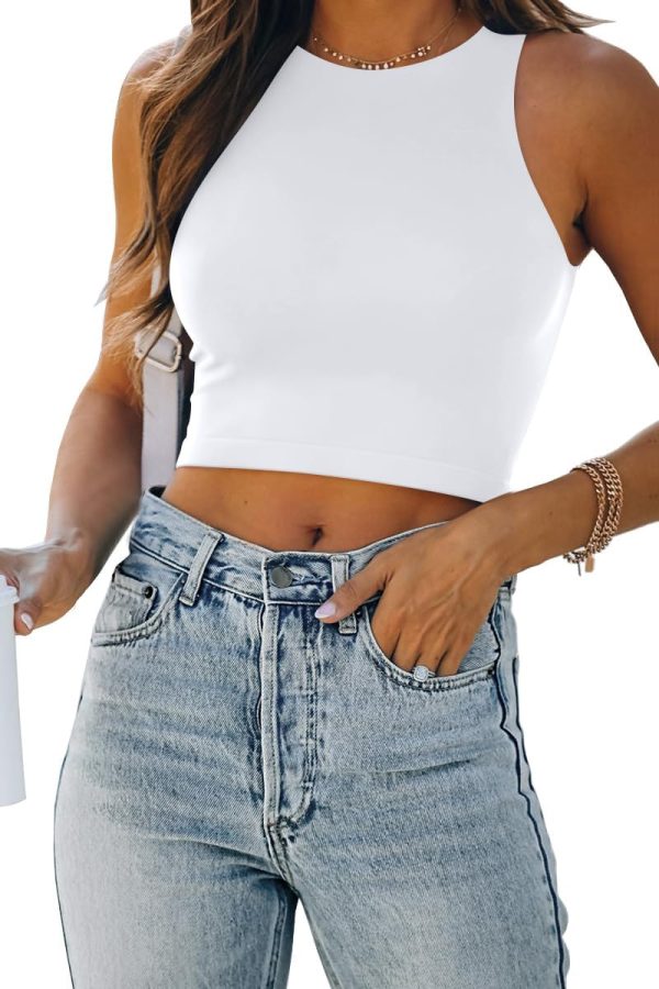Double lined cropped racerback cute summer tank