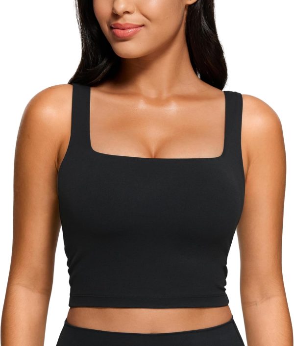 Square neck longline padded crop top bra