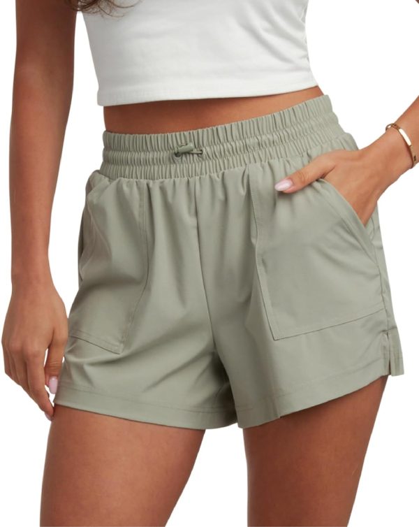 Stretch woven running shorts with liner and elastic waist