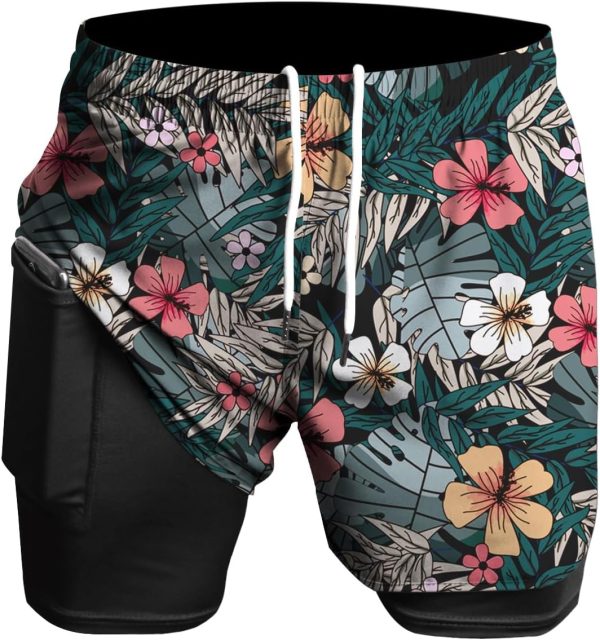 Men’s 2-in-1 Patterned Novelty Running Shorts
