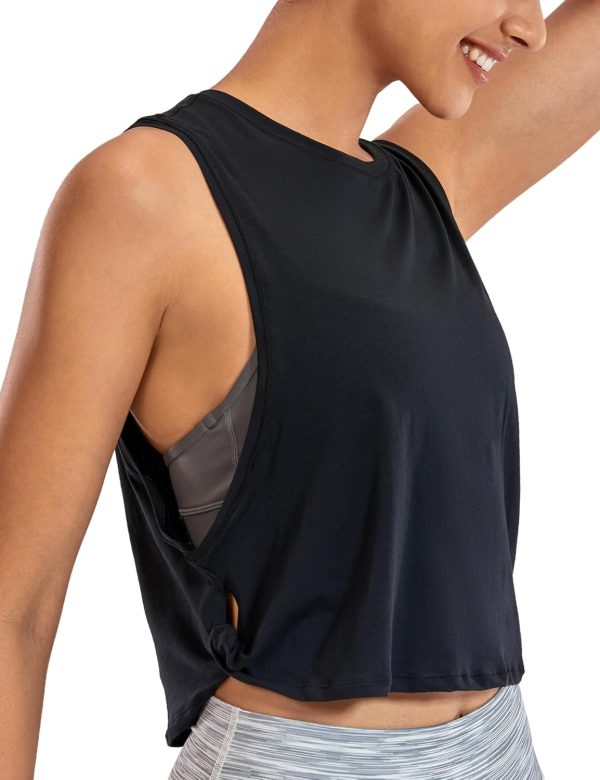 Cropped cotton athletic yoga running tank