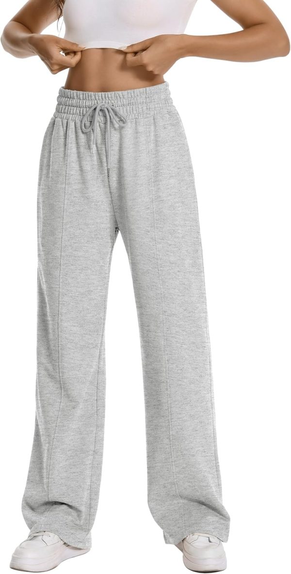 High waisted straight leg sweatpants, 30" inseam, side hidden pockets