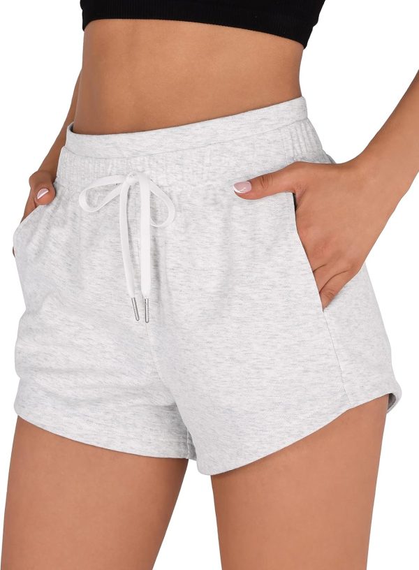 Women’s cotton French terry sweat shorts with pockets, drawstring