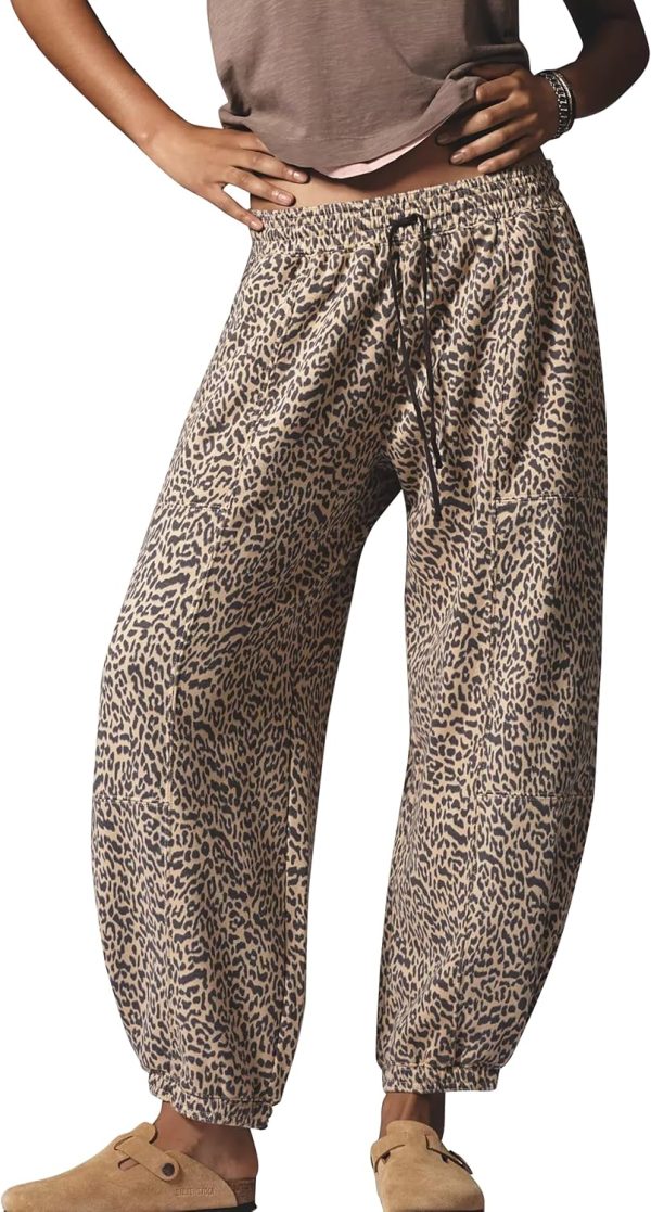 Leopard print cheetah baggy sweatpants, fall winter lounge pants, pockets