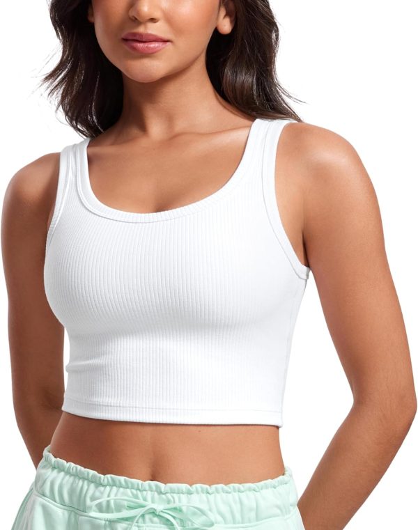 U-neck padded longline sports bra crop top